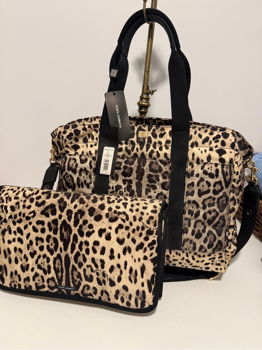 Dolce & Gabbana Leopard-Print Nylon Baby Changing or Travel Bag NWT